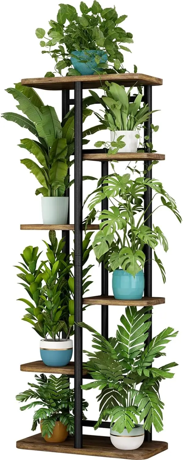 

LINZINAR Plant Stand 6 Tier 7 Plant Multiple Flower Rack Holder Shelves Rack Storage Organizer Display Indoor Planter