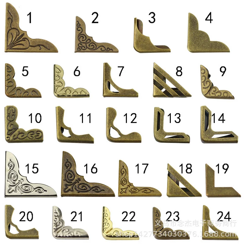 Book Corners Metal WINOMO 24-Pack Vintage Bronze Book Corner Protectors - 1.6" X 1.6" Iron Decorative Guards Book Corner Protectors Diy Book Edge Protector