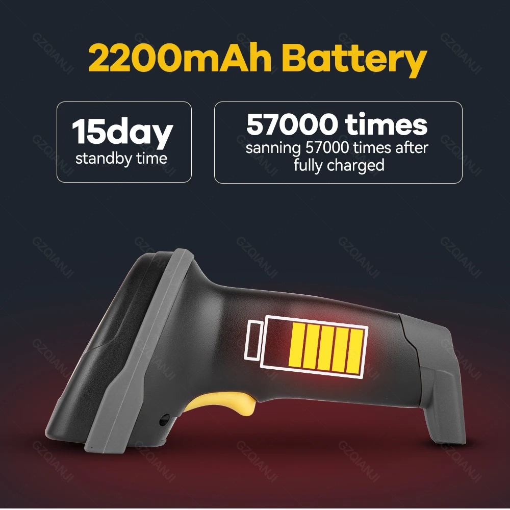 1D/2D Barcode Scanner 2.4G Wireless Bluetooth USB Compatible QR Bar code Reader for POS Inventory Supermarket Mobile Screen
