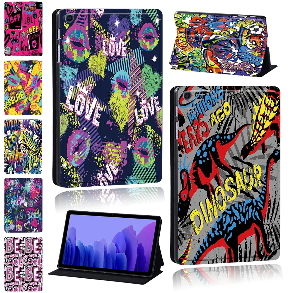 

Tablet Case for Samsung Galaxy Tab A7 Lite/Tab A7 10.4/Tab A T510/Tab A T590/T290 PU Leather Graffiti Print Cover Tab A8 X200