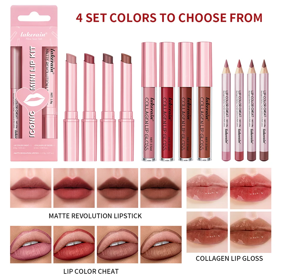 Waterproof Lipstick  Lipliner Set - Long Lasting Matte Mini Makeup 3pcs
