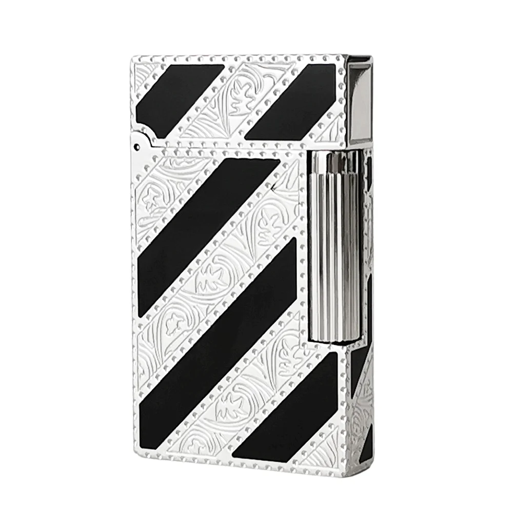 Luxury Brand Lighter Brass Lacquer Engraving Cigar Tobacco Smoking Cigarette Accessories Man Father Gifts Inflatable Butane Gas 6