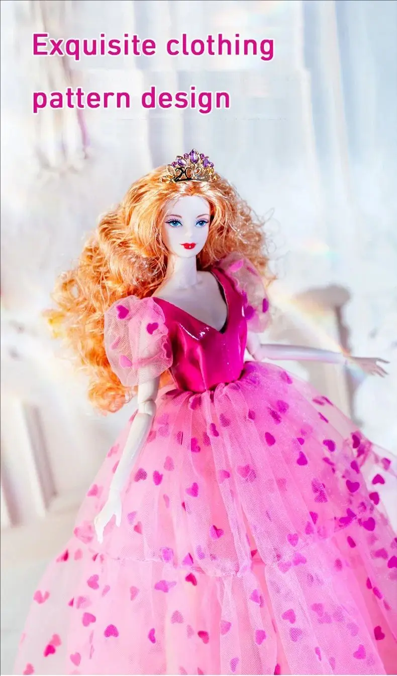 32cm Supermodel Puppenkleidung Set Europäische Mode Rosa Lederrock Zubehör Prinzessinnenkleid DIY Spielzeug Sammlergeschenke – Detail 2