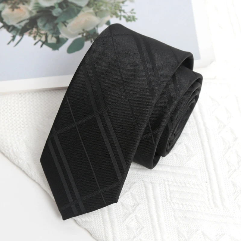 Schwarze Streifen-Krawatte, Manschettenknopf-Krawatte, Fliege-Set, Hochzeitskrawatten, Geschenke für Männer, Einstecktuch, elegante Krawatte für Designer-Business-Accessoires – Detail 25
