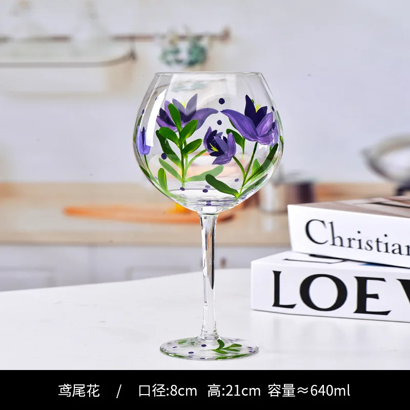 高品質のシャンパングラス,手描きのシャンパングラス,ガラス,赤
