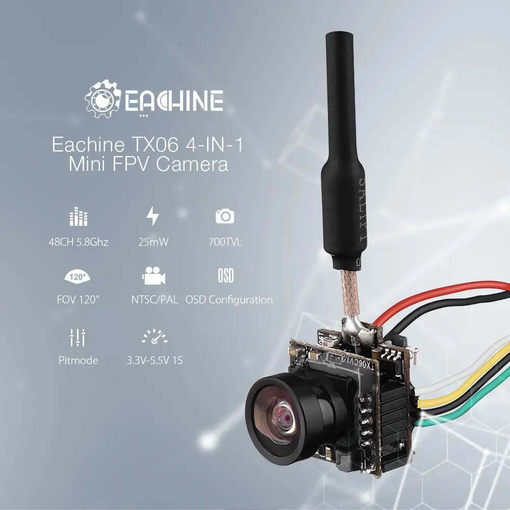 Eachine TX06 700TVL FOV 120 Degree 5.8Ghz 48CH 25mW Smart Audio Mini FPV Camera Support Pitmode AIO Transmitter For RC Drone AliExpress