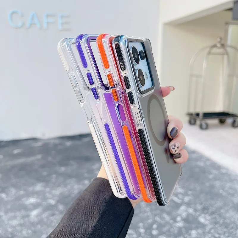 Luxury Metal Lens MagSafe Phone Case with Wireless Charging and Discolour Cover