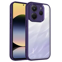 Enhanced Silicon Bumper Clear Matte Back Phone Case with Air Cushion Protection for Redmi Note 14 5G (Global) (TMMS Purple)