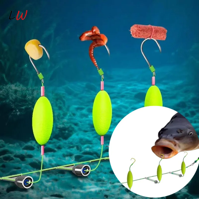 1 Set Three Reverse Hooks Fishing Rig Anti-tangle Snag Resistant Split Hook Rig Freshwater Saltwater Fishing Accessories