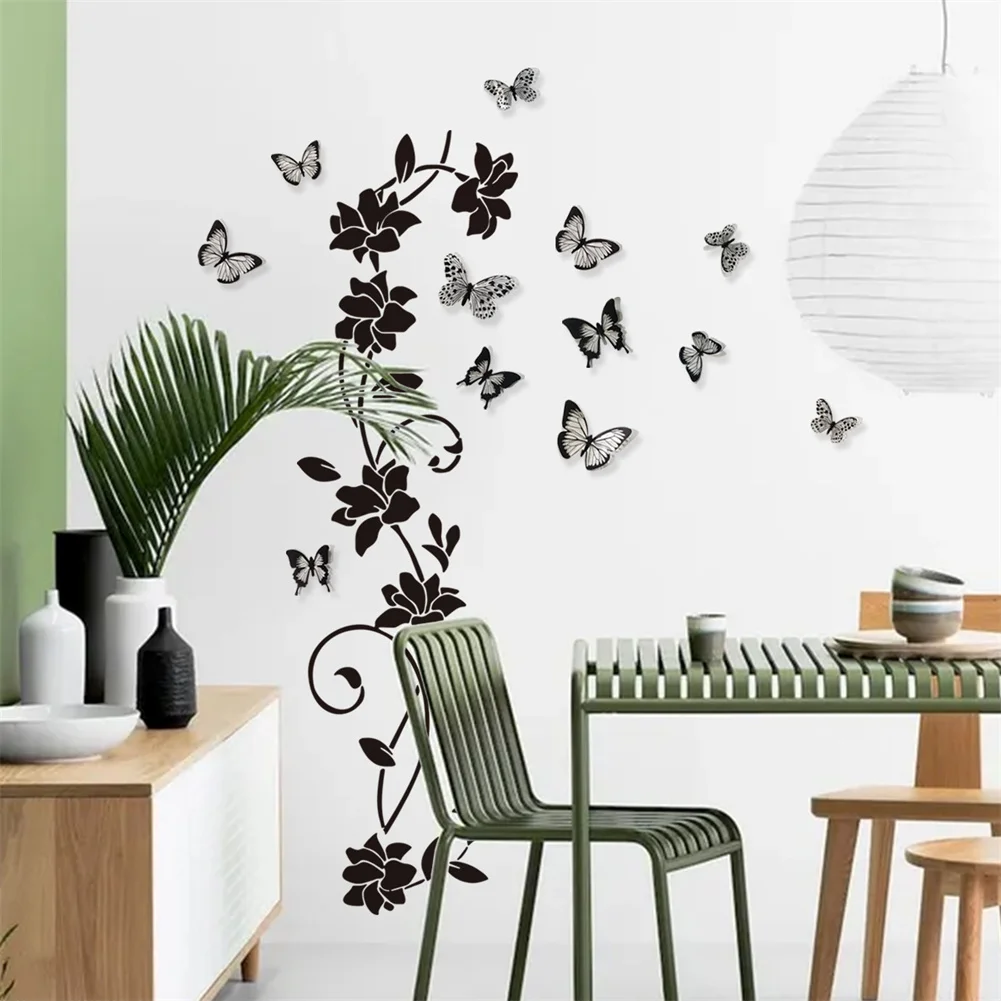 

Customizable Black Vine Wall Sticker with Transfer Belt Removable and Residue free Perfect for Bedroom Living Room