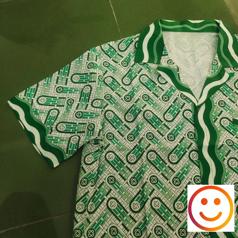 Green Cross Sanskrit Pattern Pocket Shorts Shirt Suit Thin Men Women Hawaii Style Beach Casual Vacation Surf Shirts Set