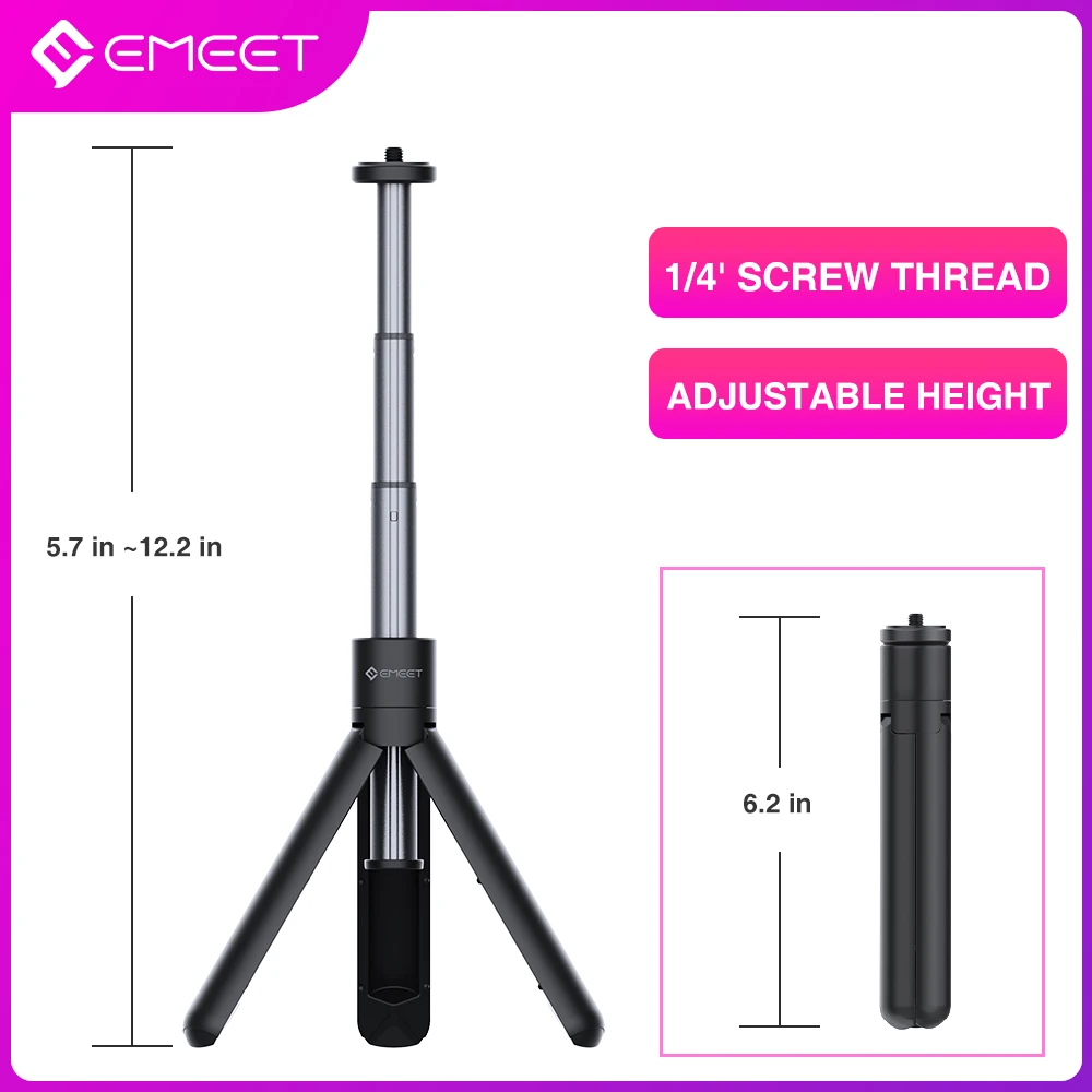 EMEET Portable Desktop/Tabletop Webcam Tripod Professional Mirrorless Cameras Mini Tripod for Most Web Camera/Phones/GoPros