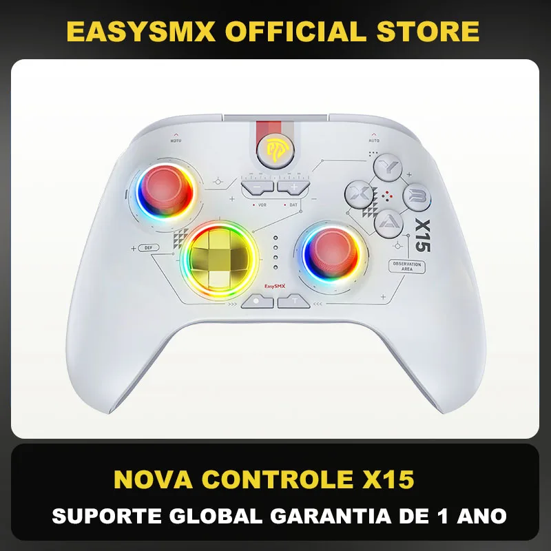 

EasySMX X15 Wireless PC Gamepad, Bluetooth Joystick Controller for PC Windows, Nintendo Switch, Android/iOS, RGB, Hall Effect