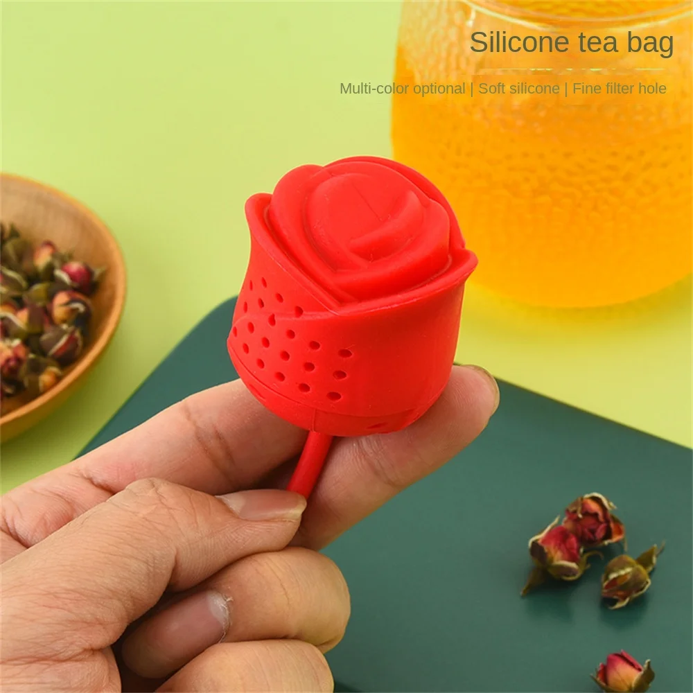 1/2/4PCS Silicone Tea Infuser Teapot Tray Spice Tea Strainer Rose Leaf Shape Detachable Herbal Filter Teaware Accessories
