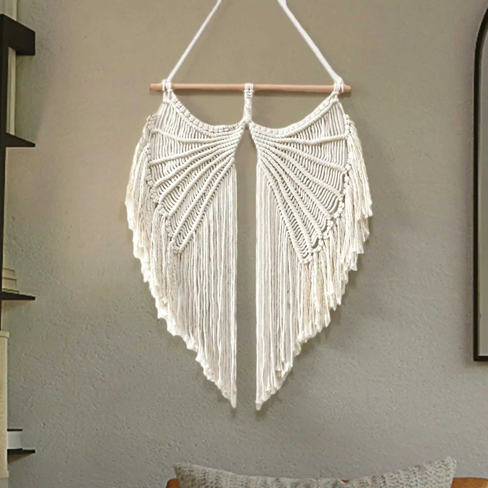 Macrame Wall Hanging Home Accent Fringe Bohemian Woven Angel