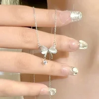 Chaîne de clavicule exquise, pendentif élégant avec nœud de gommage pour femmes et filles, chaîne de collier de tempérament, ras du cou pour étudiant coréen y2k 1