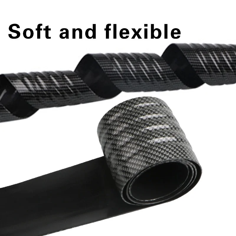 Car Trunk Door Guard Strip Universal Carbon Fiber Auto Sill Plate Protector Rear Bumper Guard Rubber Mouldings Strips