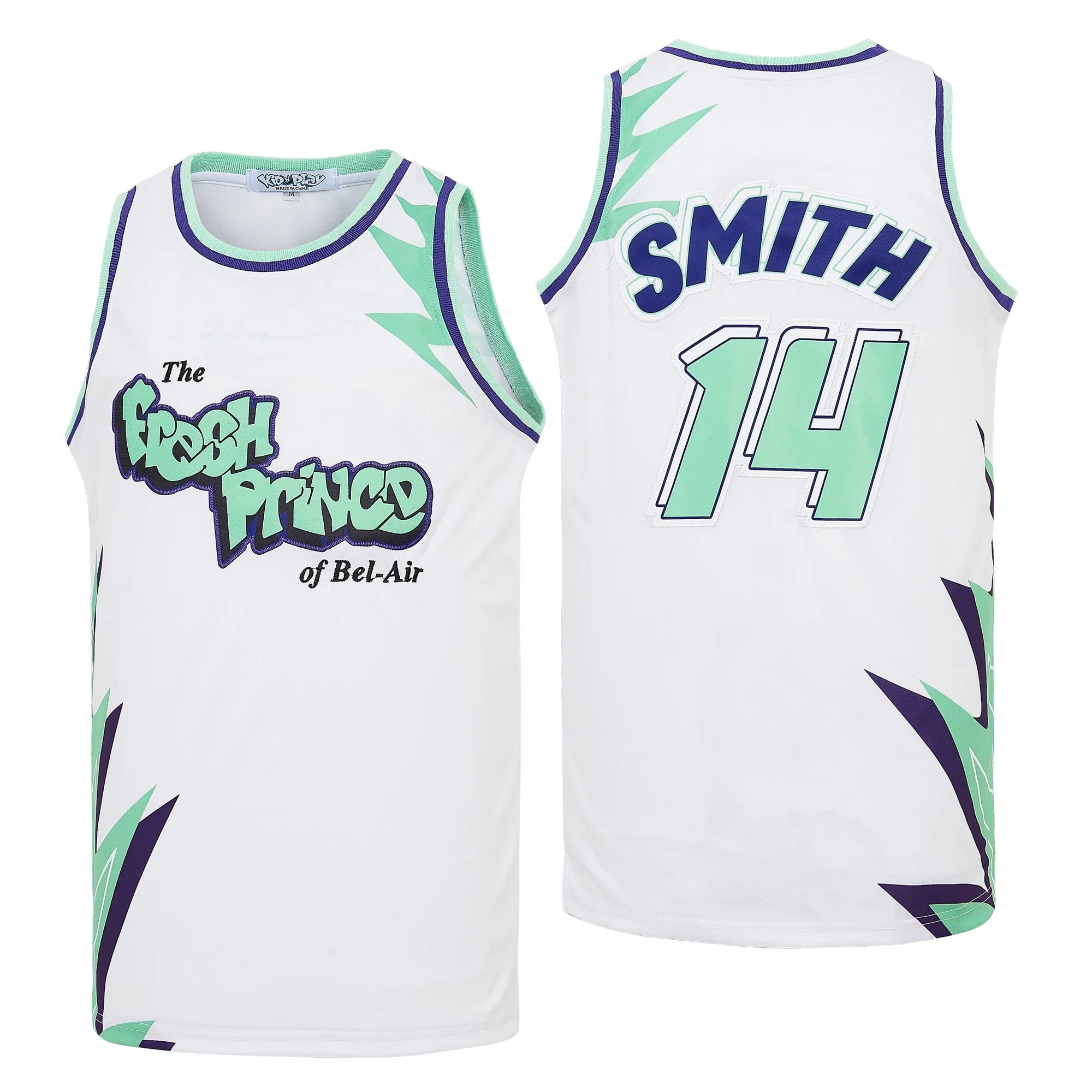 Basketball jerseys FRESH PRINCE 14 SMITH jersey High quality Sewing Embroidery Outdoor sportswear Hip Hop Movie White
