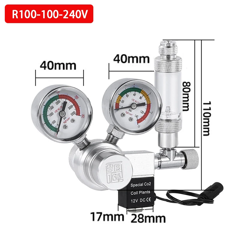 Premium Aquarium CO2 Regulator Kit with Solenoid Valve and Check Valve
