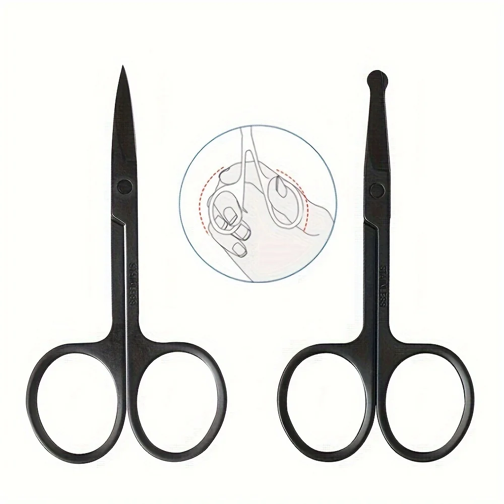 Beauty Scissors 2 sets Small Beauty Scissors For Facial Hair Nose Beard Eyebrows Eyelashes Stainless Steel Trimming