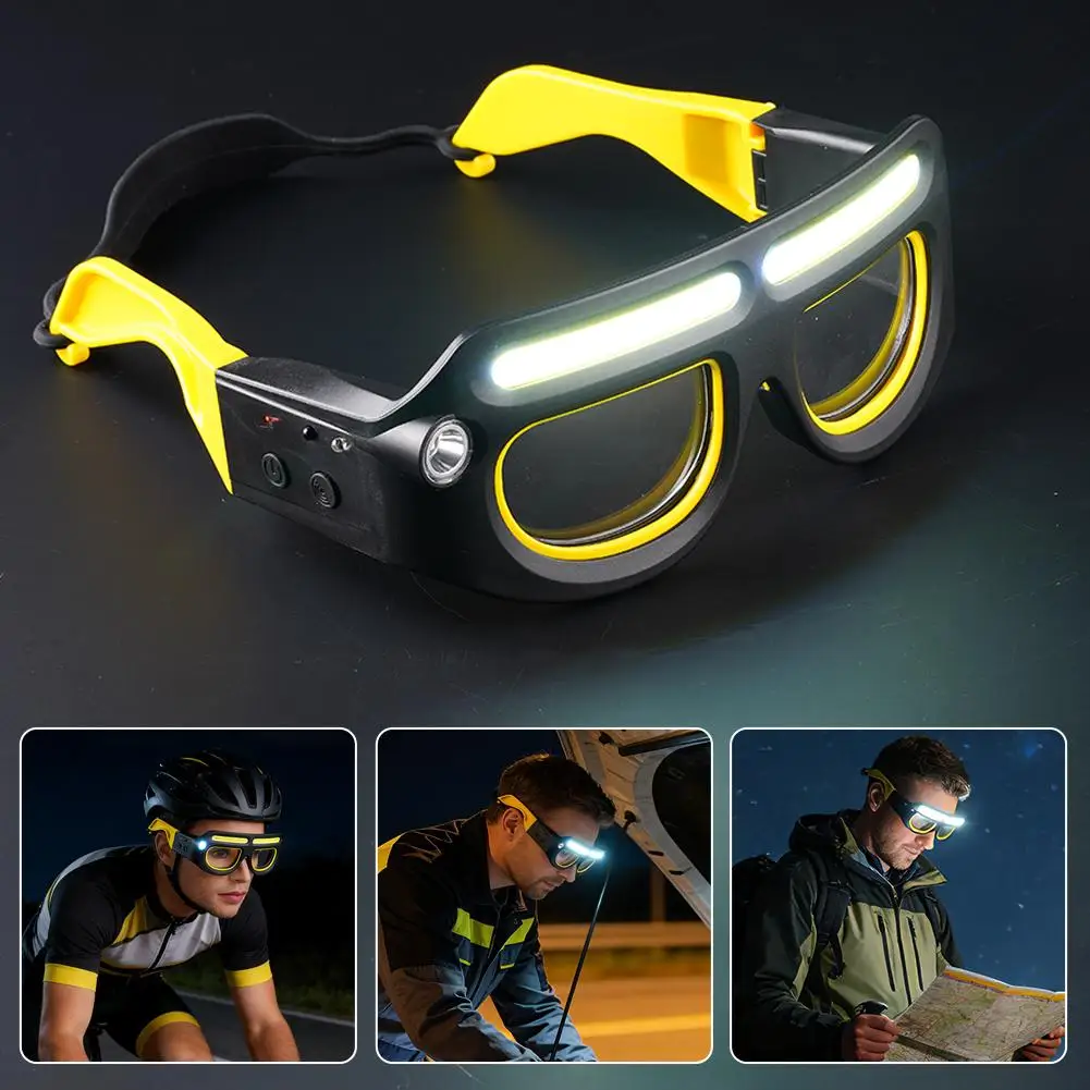 LED 충전식 헤드램프 800루멘 5가지 모드 2-in-1 안전 안경 헤드라이트 (캠핑, 작업, 수리용 추가 렌즈 포함)