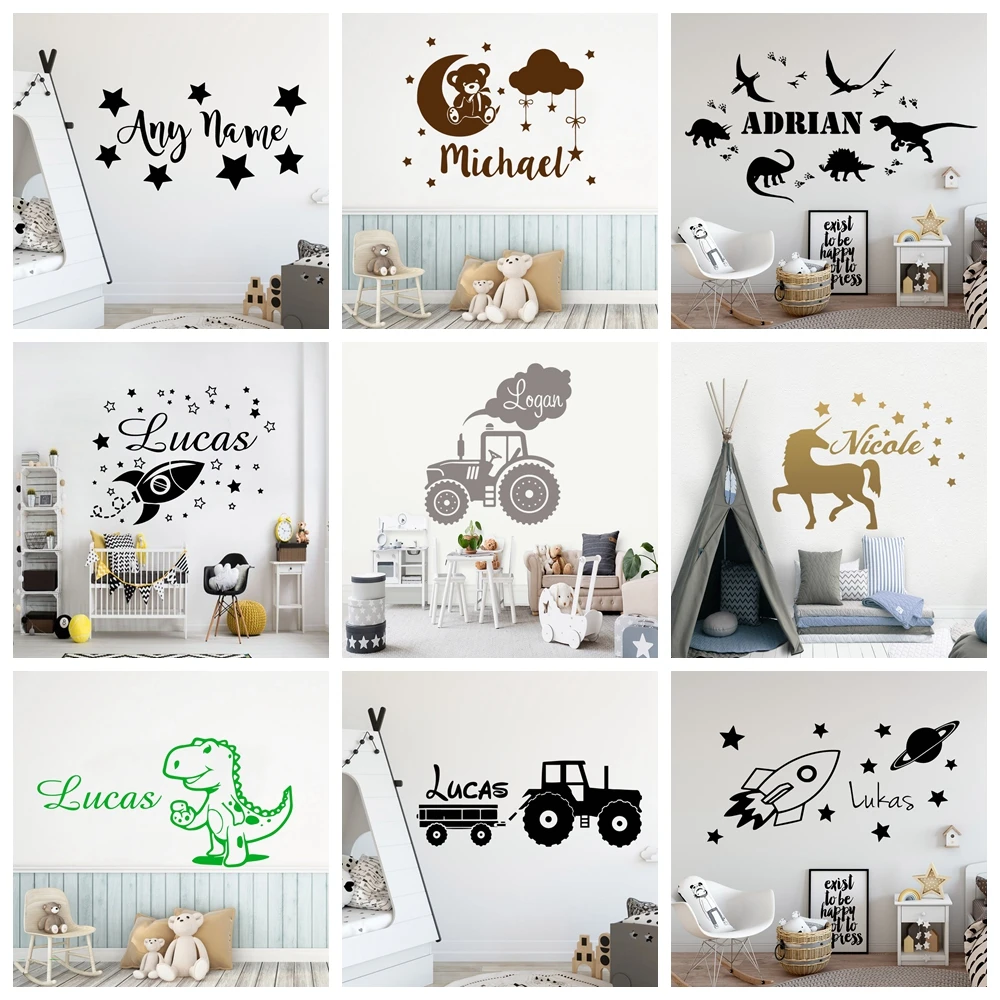 

Multiple Styles Stickers custom Name Wall Sticker Vinyl Decals For Babys Kids Room Decoration Bedroom Decor Wallpaper
