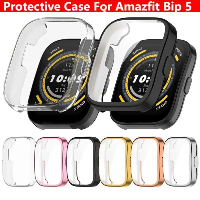 

Plating Protective Case Cover For Amazfit Bip 5 Smart Watch Strap Bumper Protector Shell Huami Bip5 Smartwatch Shell Accessoies