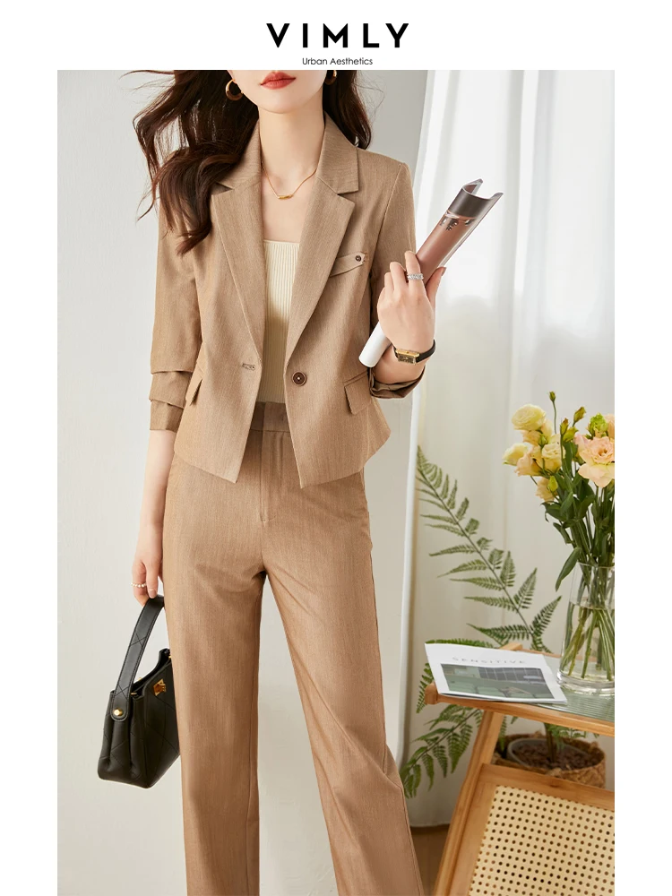 

Vimly Office Pant Suits for Women 2023 Spring Korean Elegant Business Suit Pants and Jacket Blazer Sets 2 Pieces Outfits V8128