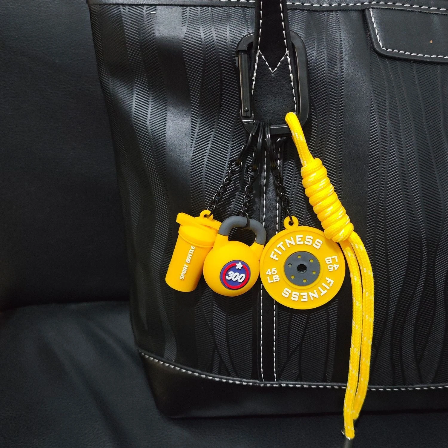 Customized Boxing Gloves Keychain with Fitness Accessories Elements