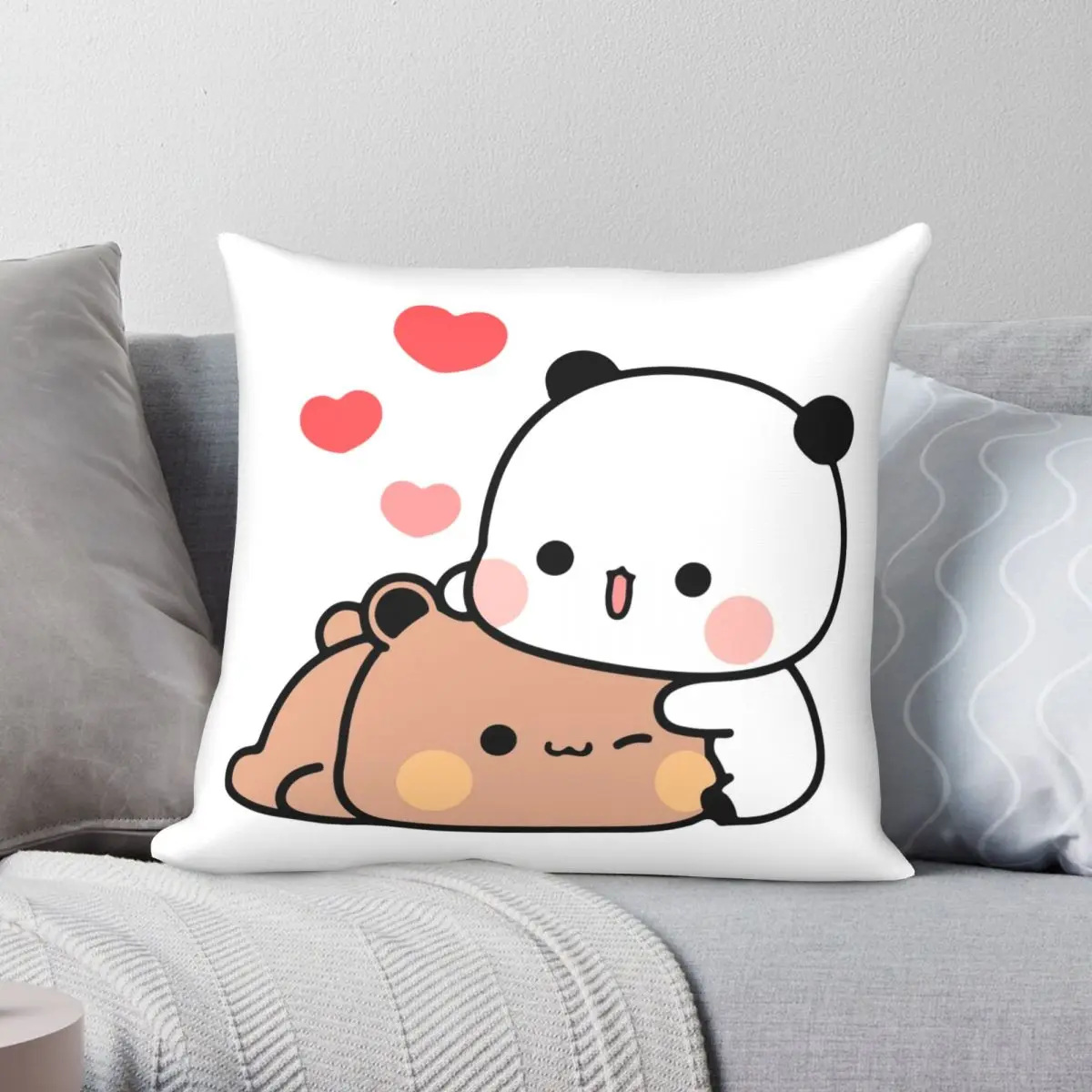

HUGS LOVE Панда медведь квадратный чехол для подушки полиэстеровый льняной бархатный чехол с принтом на молнии декоративная подушка для кровати чехол