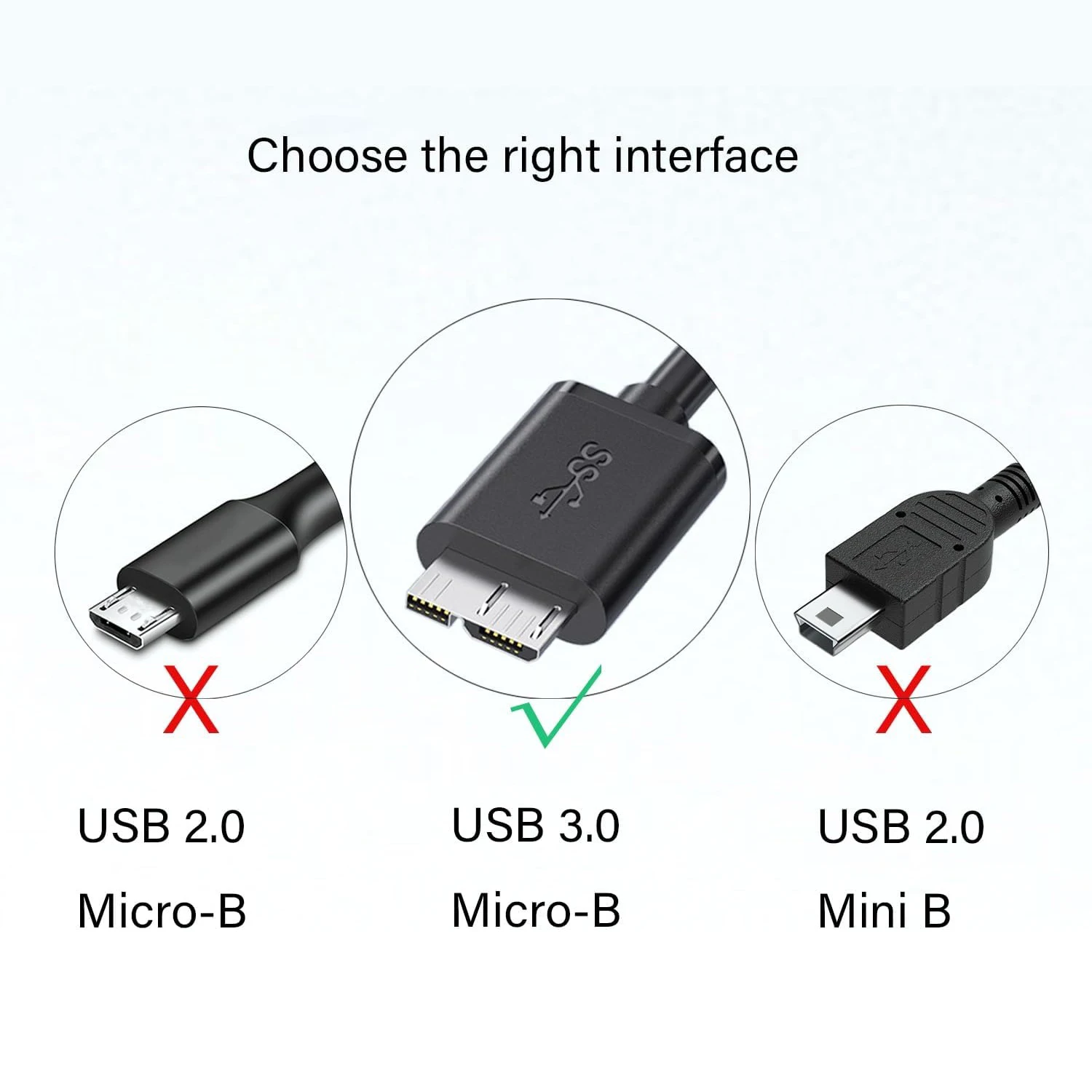 High-Speed USB 3.0 External Hard Drive Data Cable