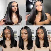 Perruque sans colle en cheveux humains prête à porter, perruques courtes bob pour femmes, perruques transparentes pré-coupées en cheveux humains, perruques décolorées sans nœuds, ligne de cheveux naturelle, perruques 100% cheveux humains pour femmes, sans colle, perruques pas chères en liquidation, perruque Alianna 4x4 Lace Closure pré-épilée 7