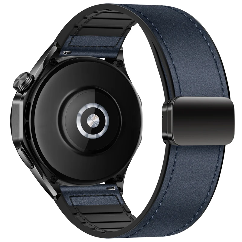 Leather and Silicone Comfort Strap - 22/20mm Adjustable Bracelet Band Accessory