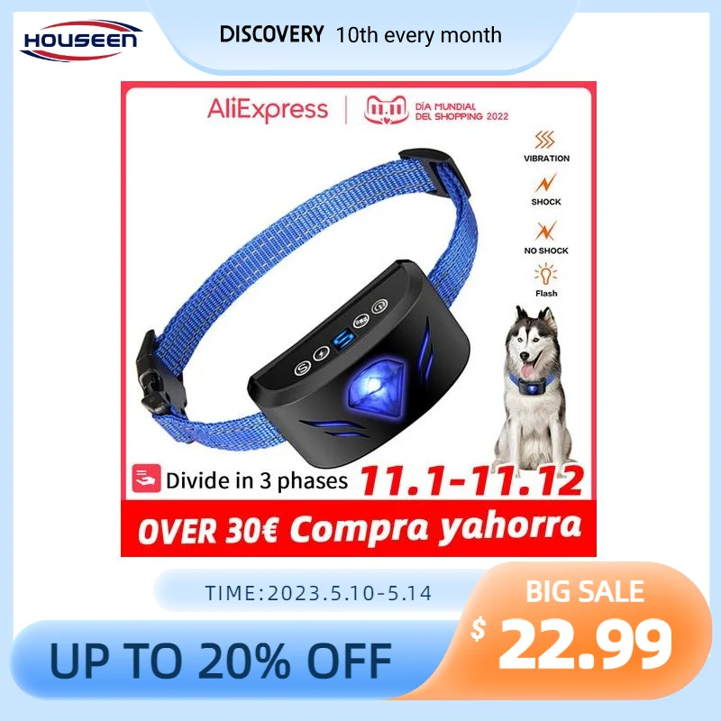 DogBarkCollarRechargeableElectronicAntiBarkingTrainingCollar