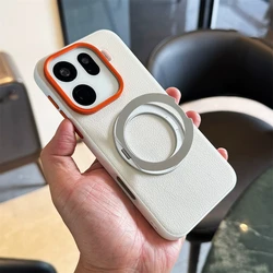 360° Rotating Ring Bracket PU Leather Magnetic Wireless Charging Case for OPPO Reno15 Pro Max (PW XZZJ White)