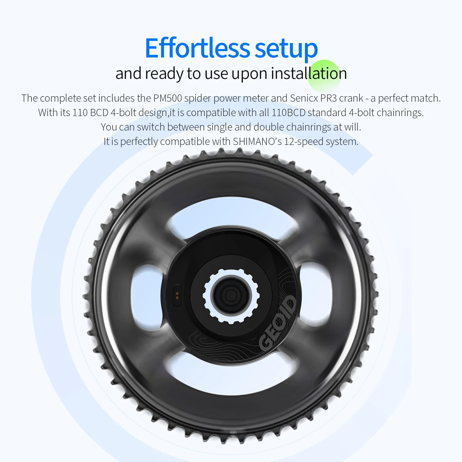 GEOID PM500 パワーメーター 110BCD 4ボルトクランク 24mmスピンドル