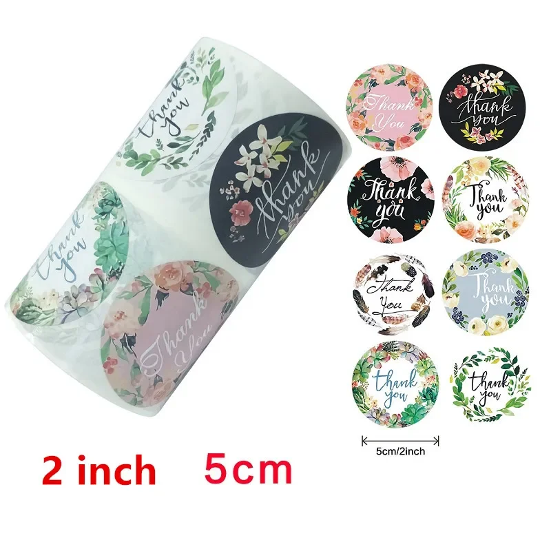 2 inch/5cm Round Floral Thank You Stickers 500pcs for Wedding Favors Party Handmade Gift Envelope Seal Stationery Sticker