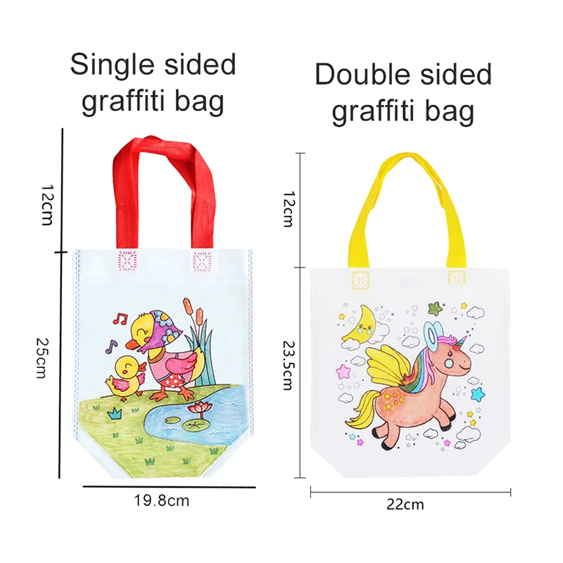 DIY Colored Graffiti Bags Crayons Painting Handbag Non-woven Children Drawing Toys Color Cognition Painting Material TMZ 2