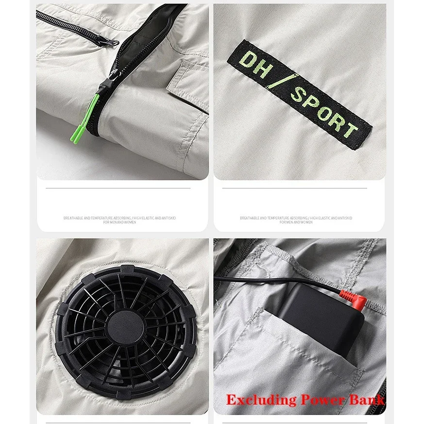 Summer Ice Vest Men's Fan Jacket USB Refrigeration Air Conditioning Clothing Outdoor Heat Protection Fishing Work Short Sleeve 5
