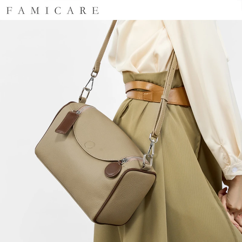 2025 New Feminine Texture Pillow Bag for Women Versatile One Shoulder Crossbody Boston Armpit Bags Ladies Simple Design Handbag