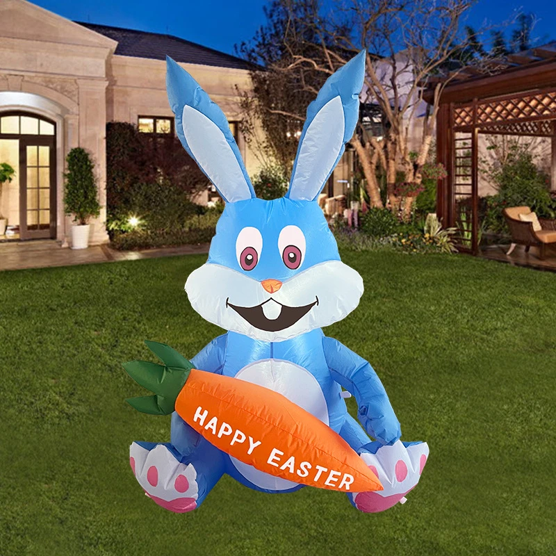 

Easter Inflatable Outdoor Decoration LED Lighted Bunny Carrot Inflatable Toys Rabbit Blow Up Yard Decor Holiday Party Ornament