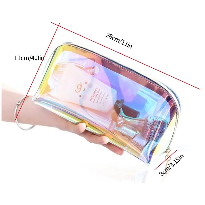 Laser Cosmetic Bag Ins Style Korean Cosmetics Semicircle Travel Buggy Bag Portable Dumpling Shaped Transparent Wash cosmetic bag cosmetic storage bag toiletry bag makeup bag cosmetic case