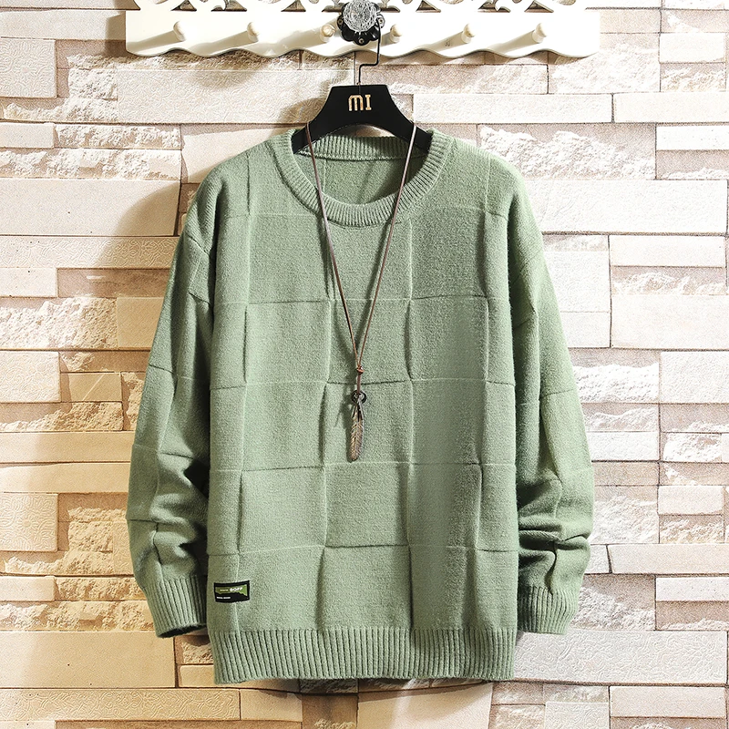 

Non-Iron Black Green Plaid Sweaters For Men'S Spring Autumn Winter Clothes 2023 Pull OverSize 7XL 6XL Style Casual Pullovers