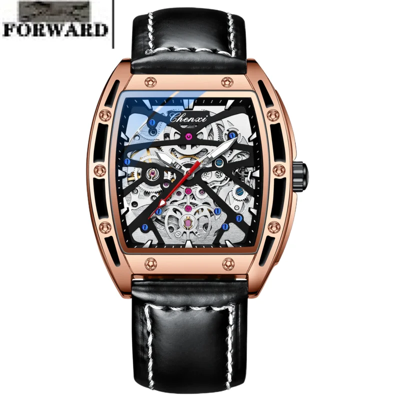 

Barrel type hollow through the bottom of the business fully automatic watch for men Luminous waterproof mechanical Men's watches