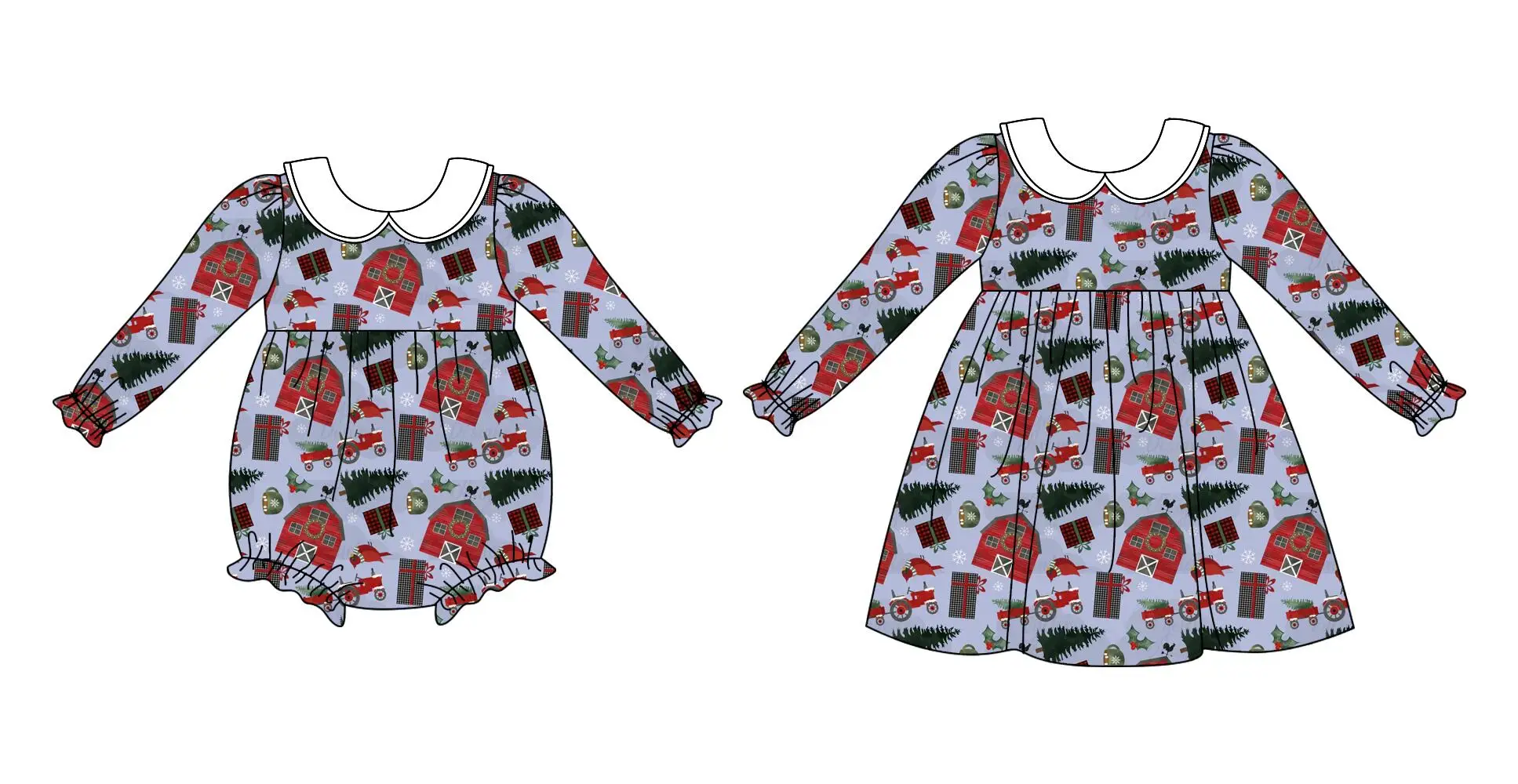 

Christmas Clothes Children Clothing Wholesale Girls Clothes Long Sleeve Knee Length Dress Newborn Romper Fashion Baby Clothes