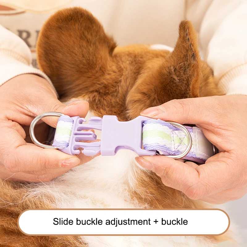 Adjustable Cotton Dog Collar With Plastic Buckle For Pets_voghion.com