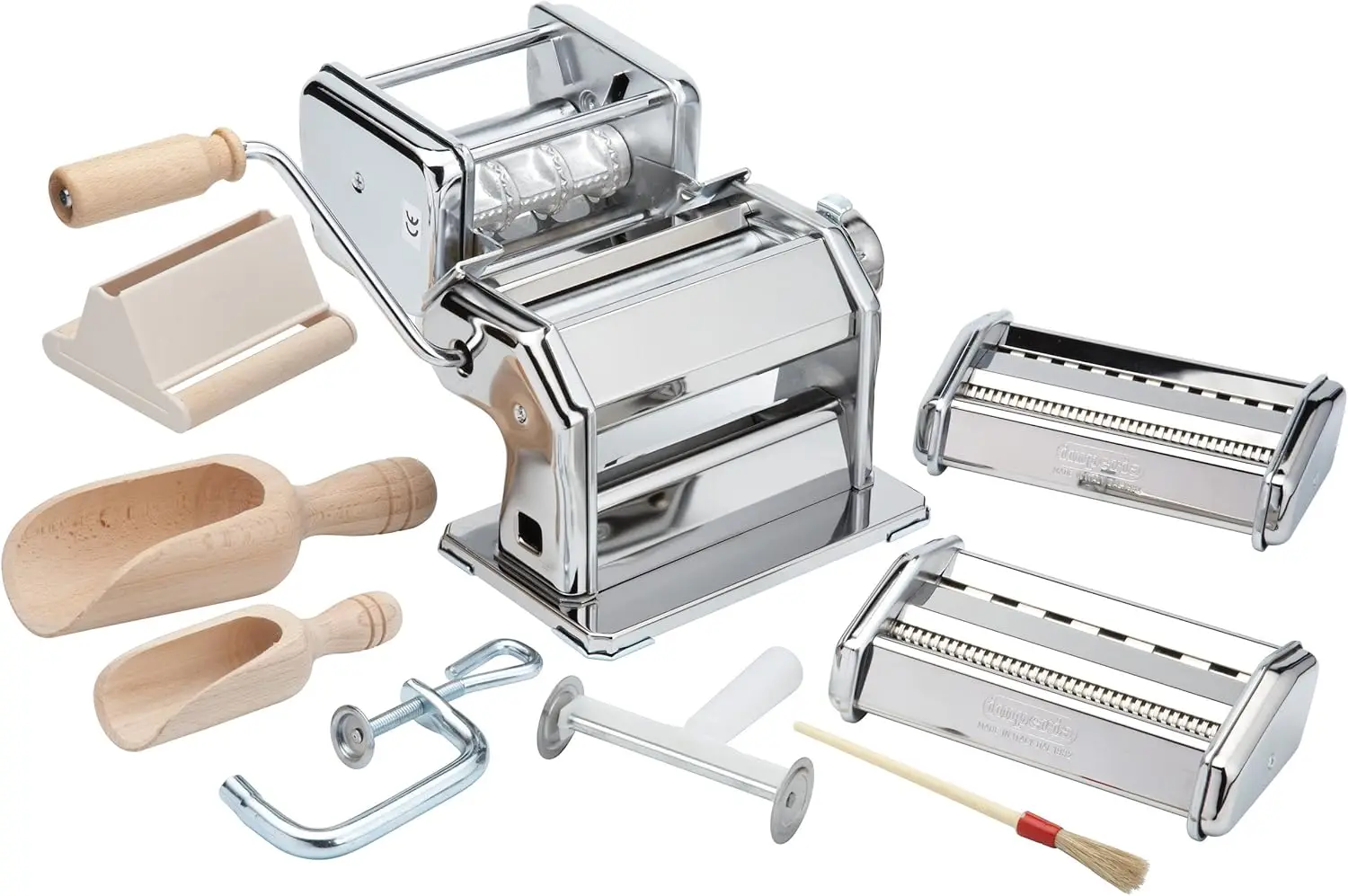 Pasta Maker Machine- Deluxe 11 Piece Set w Machine, Attachments, Recipes and Accessories-Made in Italy, Make Authentic Homemad