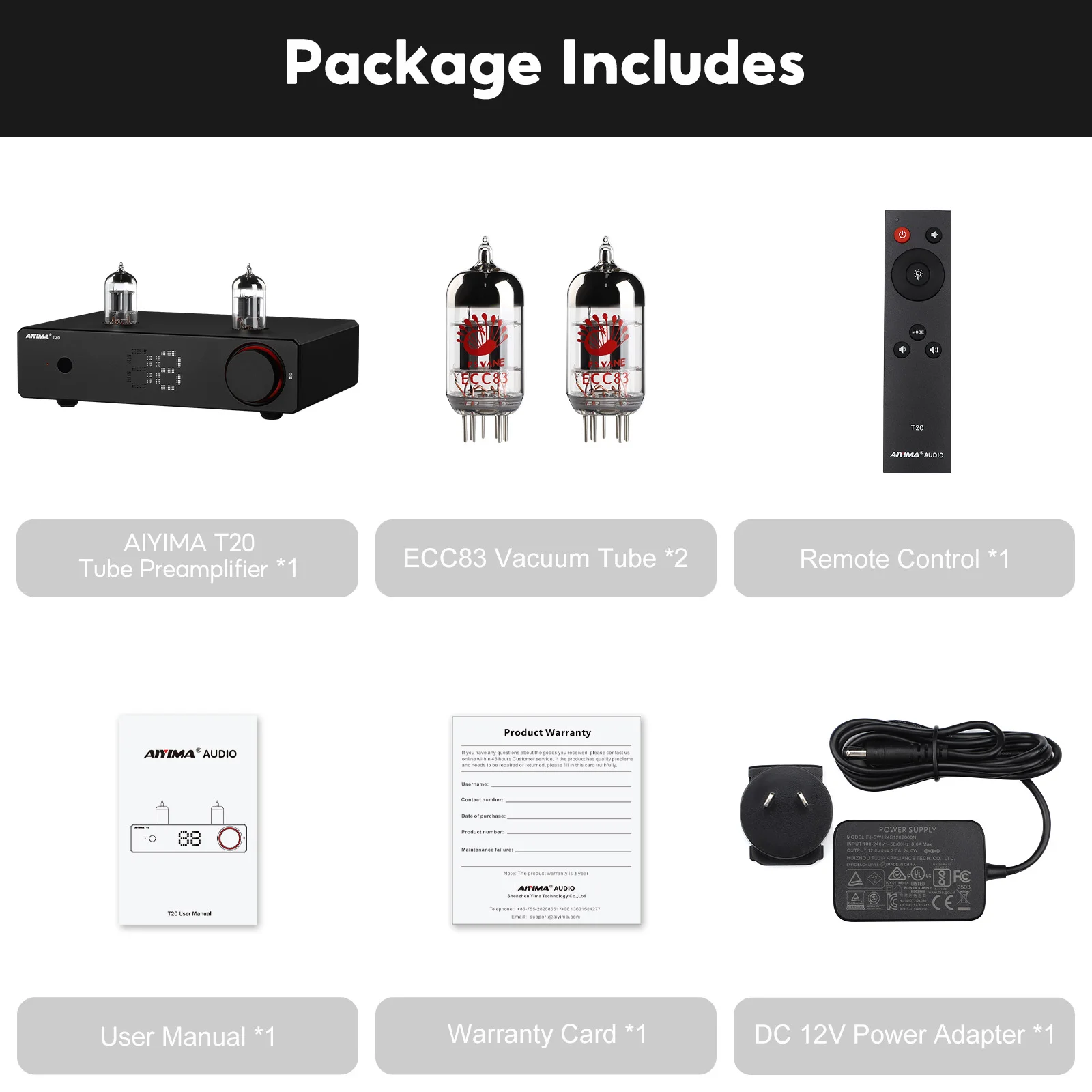 AIYIMA T20 真空管プリアンプアンプ LME49720 /OPA1612 HiFi アンプ