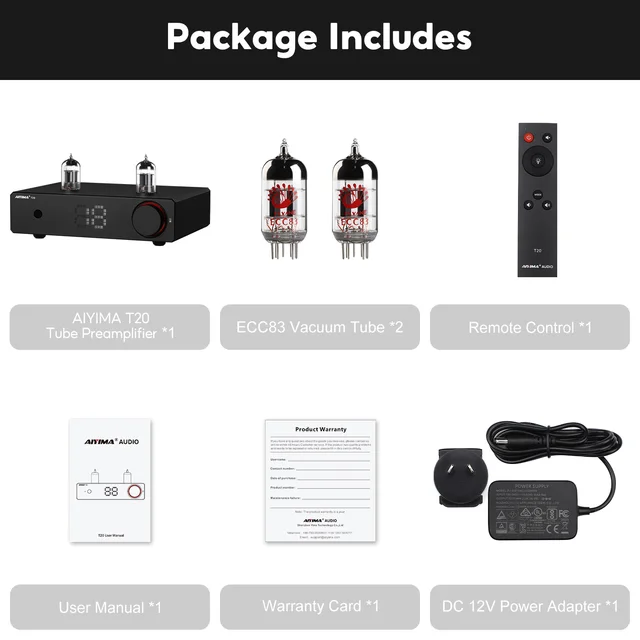 AIYIMA T20 真空管プリアンプアンプ LME49720 /OPA1612 HiFi アンプ