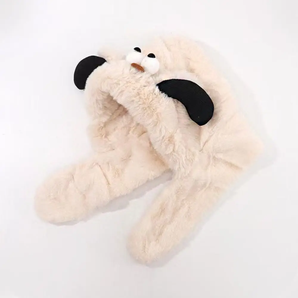 Creative Cute Hooded Scarf Dog Ears Funny Kids Winter Warm Hat Integrated Thickened Baby Ear Protection Hat Cold Weather